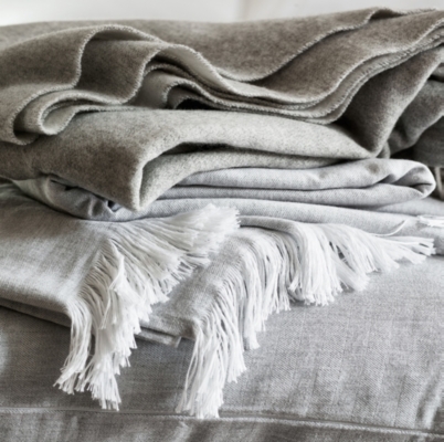 Cashmere Scarf - Bone & White Herringbone