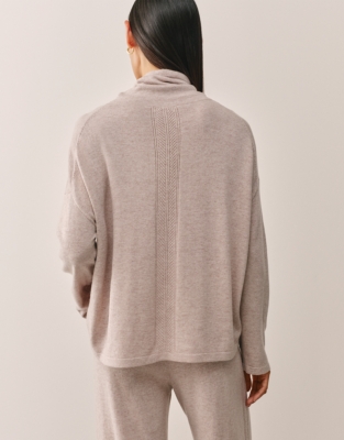 Herringbone Detail Funnel Neck Jumper