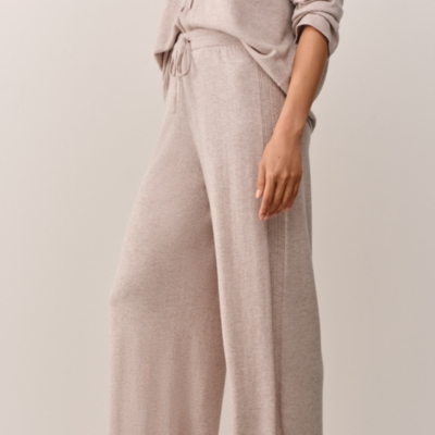 Herringbone Detail Wide Leg Trouser