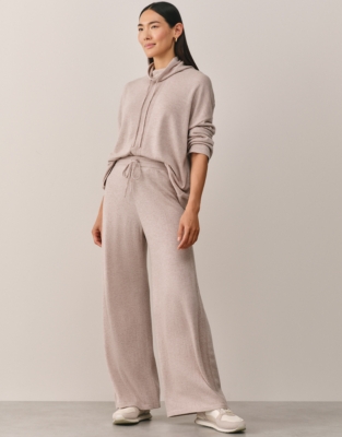 Herringbone Detail Wide Leg Trouser