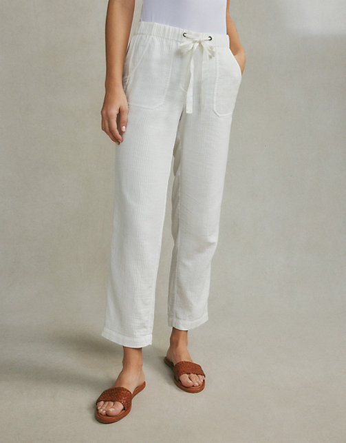 Herringbone Organic-Cotton Trousers | Trousers & Leggings | The White Company