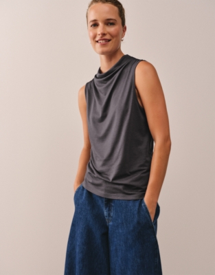 High Neck Lyocell Sleeveless Top