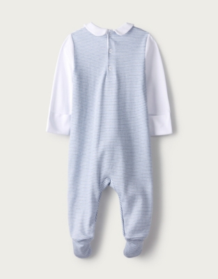 Hippo Embroidered Collared Sleepsuit | Baby Boys' | The White Company UK