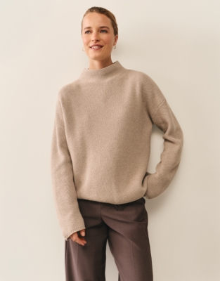 Honeycomb Stitch Jumper with Cashmere - Wheat Dust