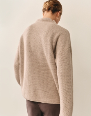 Honeycomb Stitch Jumper with Cashmere - Wheat Dust