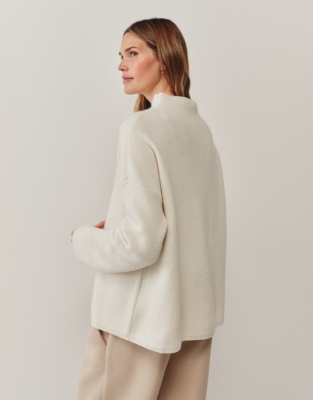 Honeycomb Stitch Jumper with Cashmere - Pearl Cotton