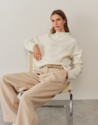 Honeycomb Stitch Jumper with Cashmere - Pearl Cotton