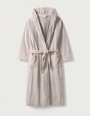 Hooded Velour Robe - Ash Rose