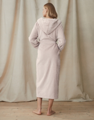 Hooded Velour Robe - Ash Rose