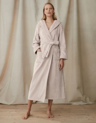 Hooded Velour Robe - Ash Rose