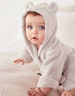 white company baby bathrobe