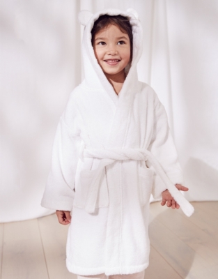 Hydrocotton Robe with Ears 1 5yrs Girls Nightwear The White