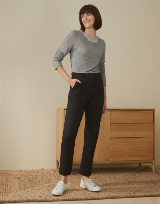 Image of Italian Stretch Textured Slim-Leg Pants