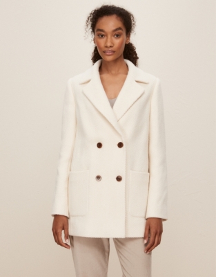 Cream cheap herringbone coat