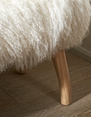 Ivory Tibetan Sheepskin Bench