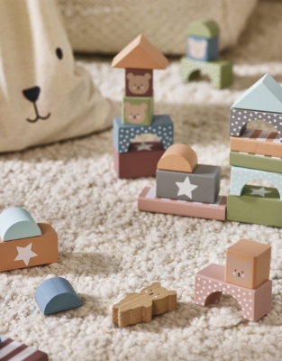 Jabadabado Wooden Teddy Bear Building Blocks