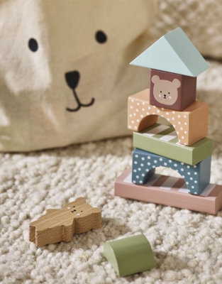 Jabadabado Wooden Teddy Bear Building Blocks