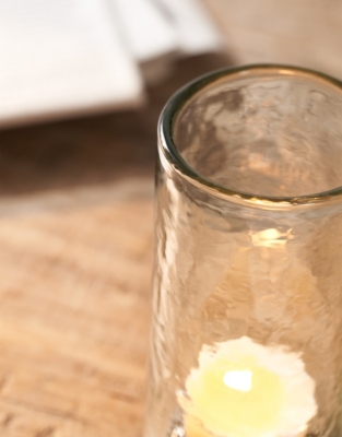 Jago Hammered Glass Hurricane Tealight Holder