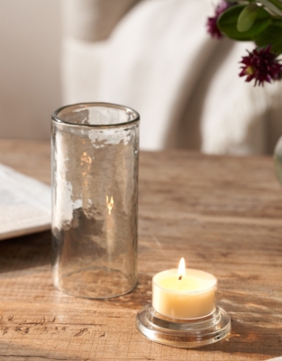 Jago Hammered Glass Hurricane Tealight Holder