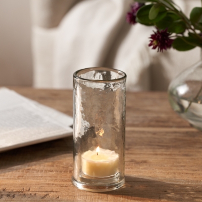 Jago Hammered Glass Hurricane Tealight Holder