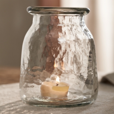 Jago Hammered Glass Tealight Holder – Medium