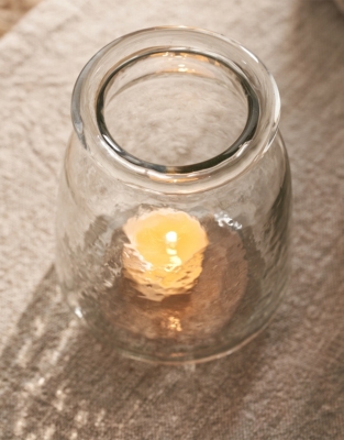 Jago Hammered Glass Tealight Holder – Medium