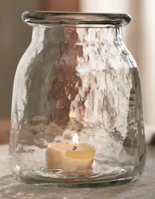 Jago Hammered Glass Tealight Holder – Medium