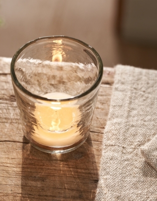 Jago Hammered Glass Tealight Holder – Small