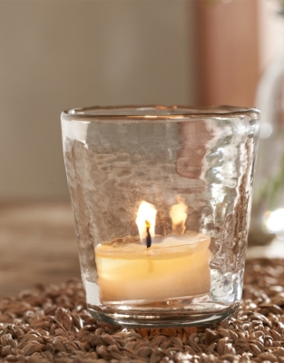 Jago Hammered Glass Tealight Holder – Small