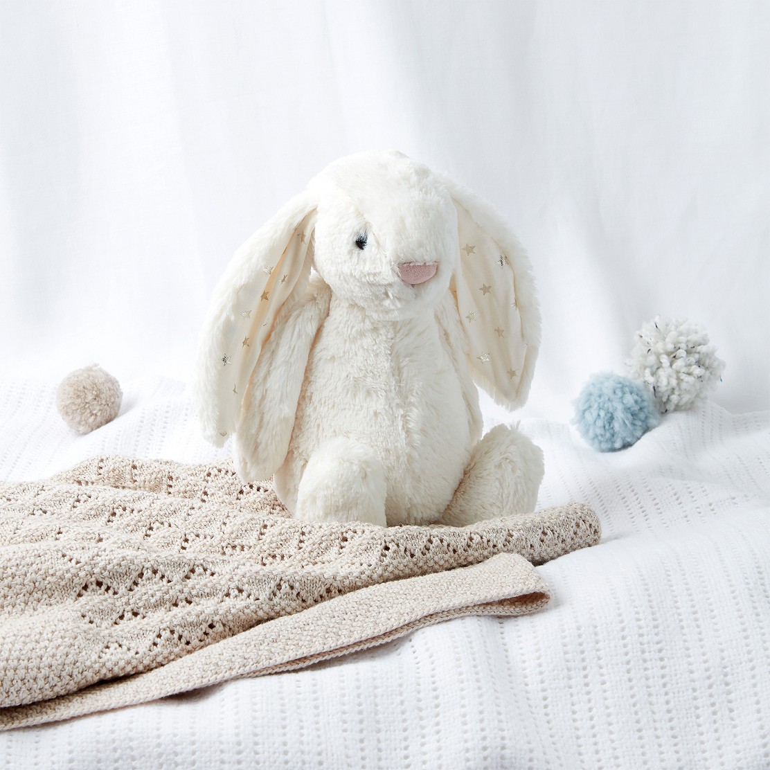 Jellycat White Company Medium Bashful White Bunny Rabbit TWINKLE Soft Toy New 