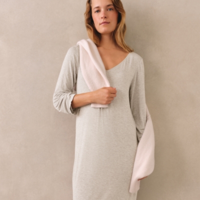 Jersey Appliqué Lace Long Sleeve Nightdress Nightdresses The