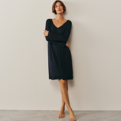 Jersey Appliqué Lace Long Sleeve Nightdress