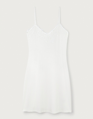Jersey Appliqué Lace Strappy Nightgown - Ivory