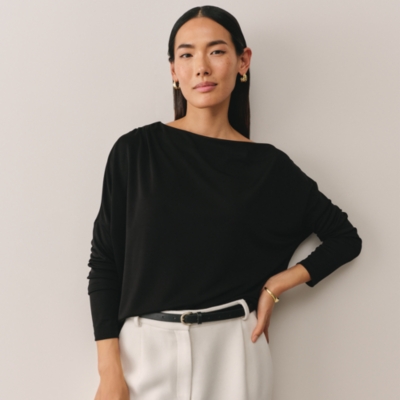 Jersey Asymmetric Batwing Top