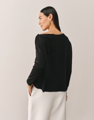 Jersey Asymmetric Batwing Top