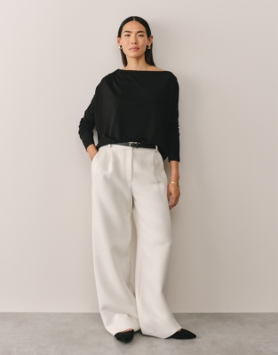 Jersey Asymmetric Batwing Top