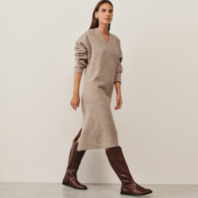 Jersey Boiled Wool Batwing Dress
