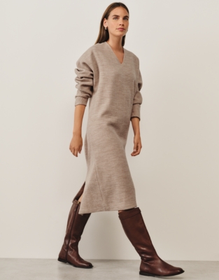 Jersey Boiled Wool Batwing Dress