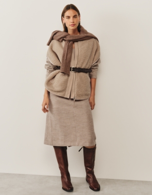 Jersey Boiled Wool Batwing Dress