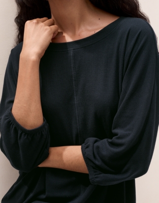 Jersey Brushed Rib Lounge Pyjama Set - Midnight