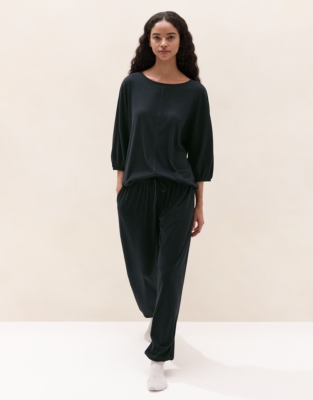 Jersey Brushed Rib Lounge Pyjama Set - Midnight