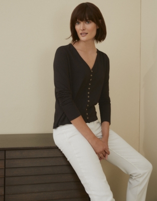 Image of Jersey Button Through T-Shirt