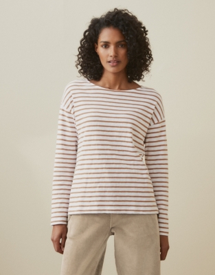 Jersey Caramel Stripe TShirt Tops & Blouses The White Company US