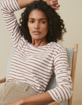 Jersey Caramel Stripe TShirt Clothing Sale The White Company UK
