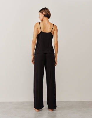 Jersey Chiffon Detail V-Neck Pyjama Set