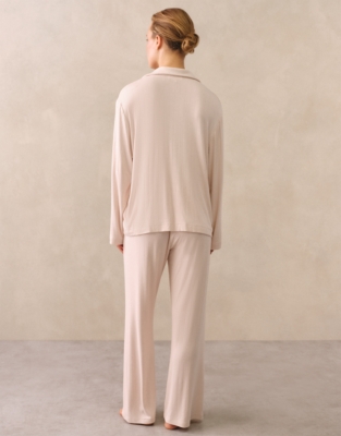 Jersey Classic Flat Rib Pyjama Set - Blush