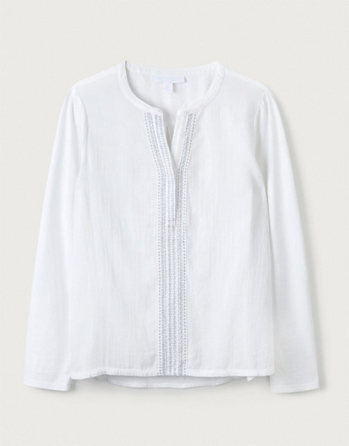 Jersey-Cotton Embroidered Shirt | Clothing Sale | The White Company UK