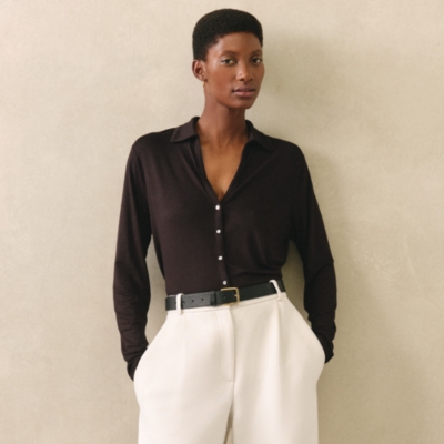 Jersey Crepe Button Through Shirt