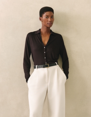 Jersey Crepe Button Through Shirt