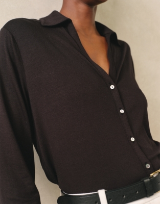 Jersey Crepe Button Through Shirt